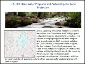 EPA Webinar on Clean Water Programs and Partnerships for Land Protection